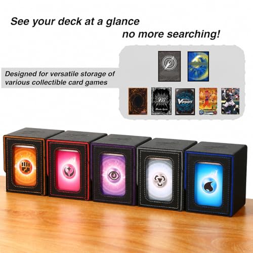 Venssu Commander Deck Box for MTG – Holds 100 Double-Sleeved Cards with Dividers and Toploader (Black & Purple)