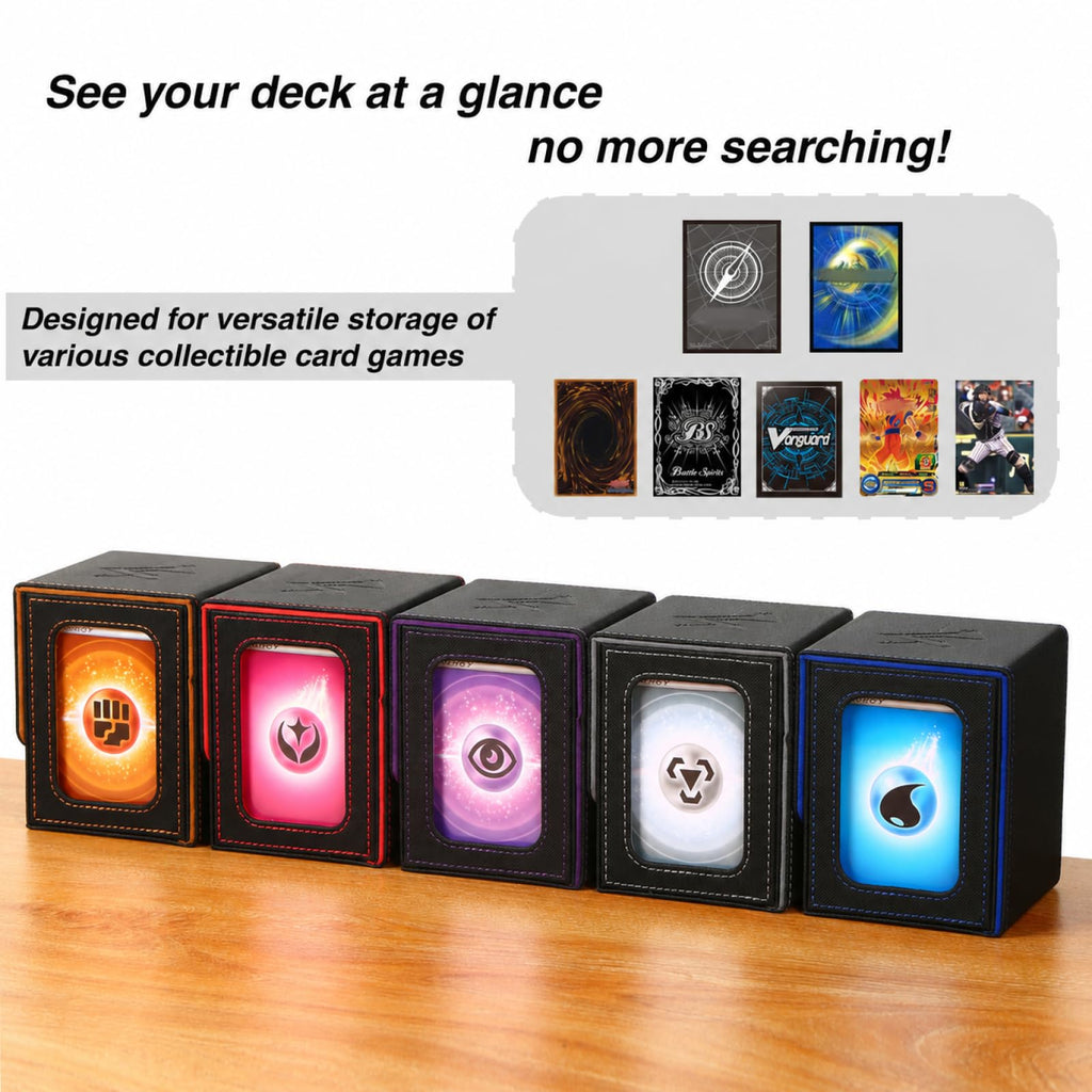 Venssu Commander Deck Box for MTG – Holds 100 Double-Sleeved Cards with Dividers and Toploader (Black & Purple)