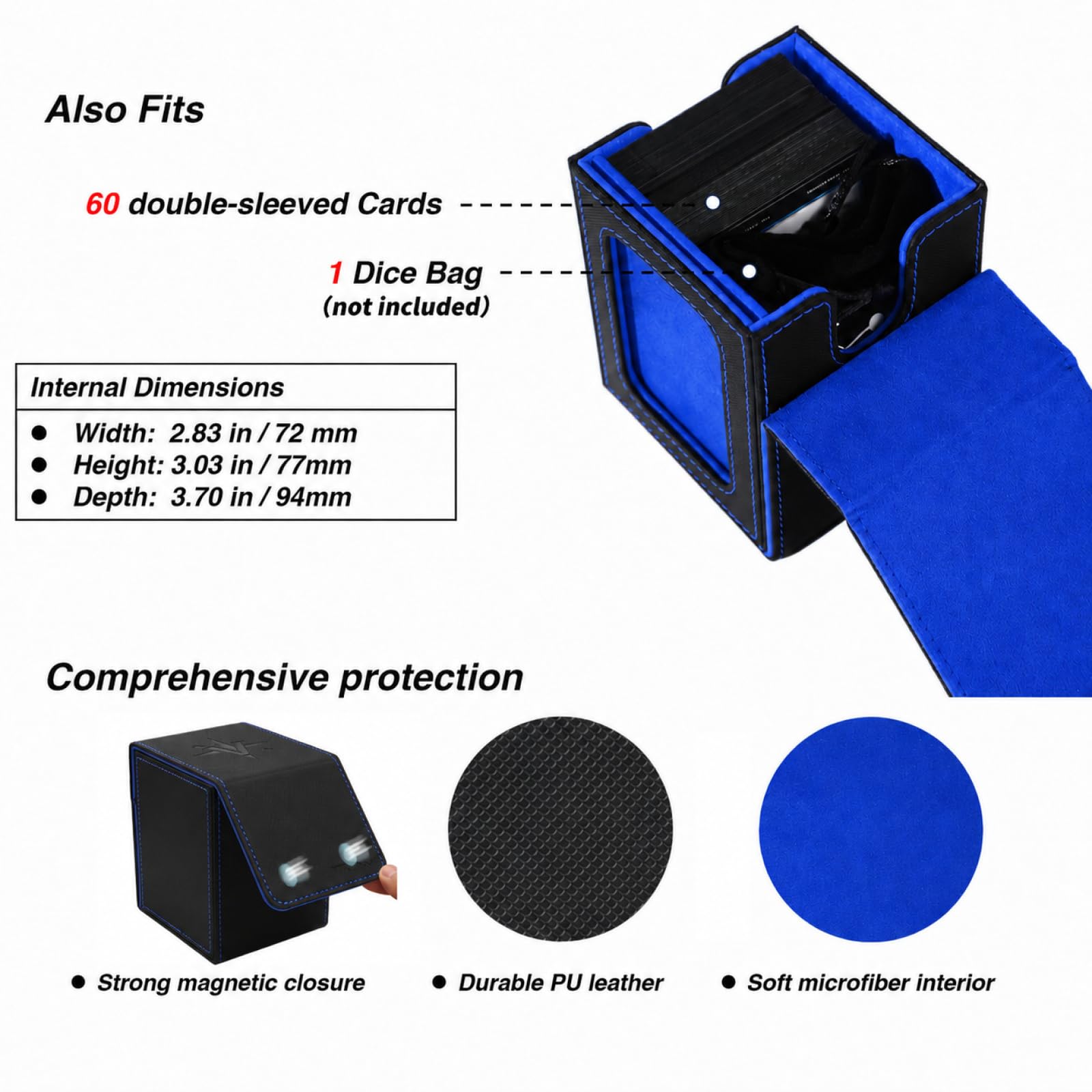 Venssu Deck Box for Commander Display - Holds 100 Double-Sleeved Cards with Window and Toploader