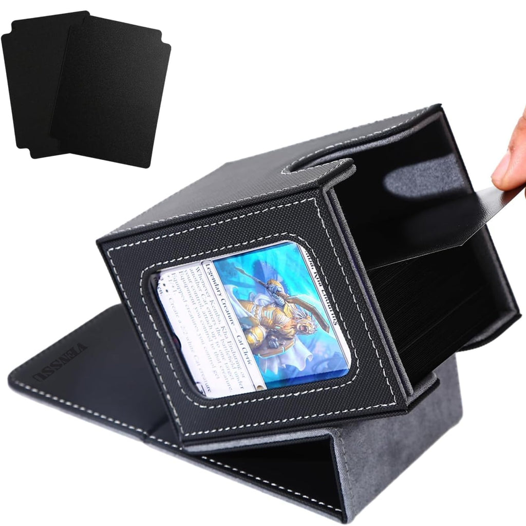 Venssu MTG Commander Deck Box – Fits 100 Double-Sleeved Cards, PU Leather, with Window Display and Dividers