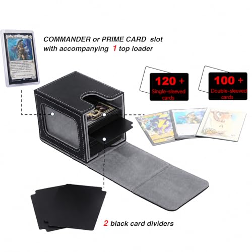 Venssu MTG Commander Deck Box – Fits 100 Double-Sleeved Cards, PU Leather, with Window Display and Dividers