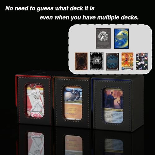 Venssu MTG Deck Box with Commander Display Slot – Patented, Fits 100+ Double-Sleeved Cards, Includes Dividers & Toploader (Black & Purple)
