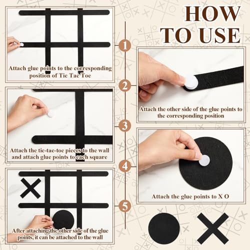 VercanMonth Large Felt Tic Tac Toe Wall Mount Game - Black, 42x42 cm Interactive Wall Decor