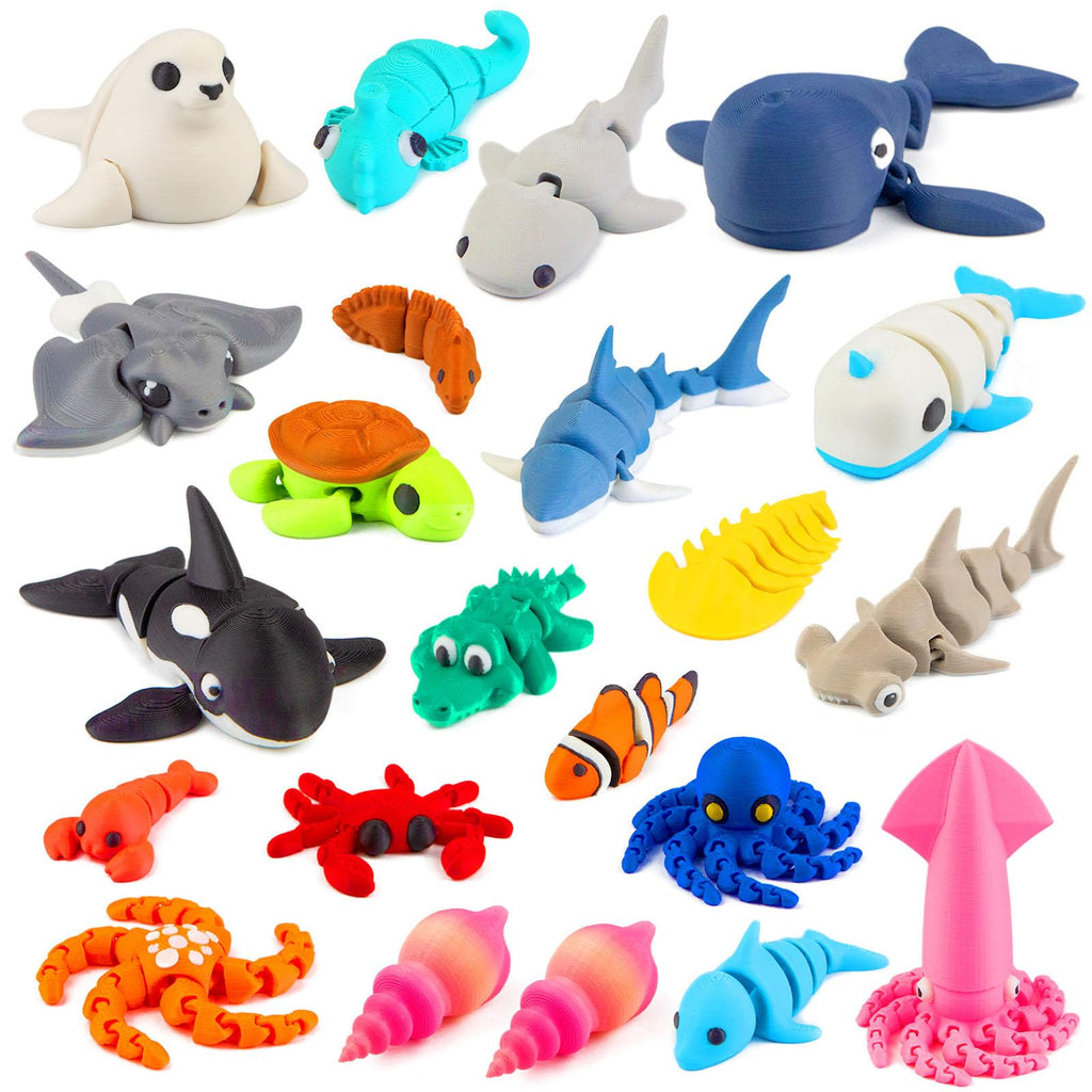 VGBEP 22-Piece 3D Printed Sea Animals Set – Articulating Ocean Creatures for Kids and Adults