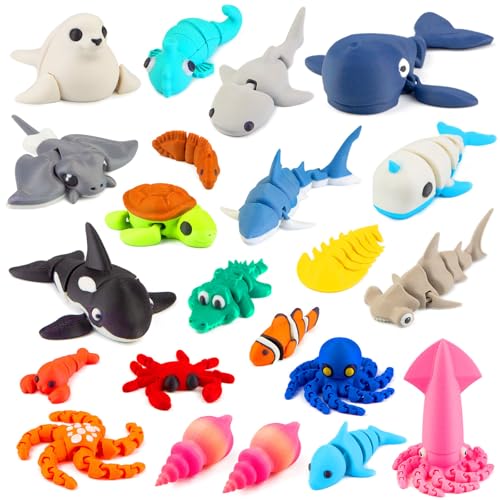 VGBEP 22-Piece 3D Printed Sea Animals Set – Articulating Ocean Creatures for Kids and Adults