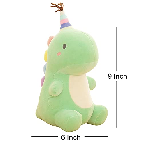 VHYHCY 9-Inch Green Dinosaur Plush Toy – Soft PP Cotton Stuffed Animal for Kids and Dino Lovers