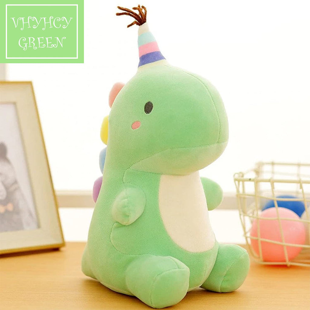 VHYHCY 9-Inch Green Dinosaur Plush Toy – Soft PP Cotton Stuffed Animal for Kids and Dino Lovers