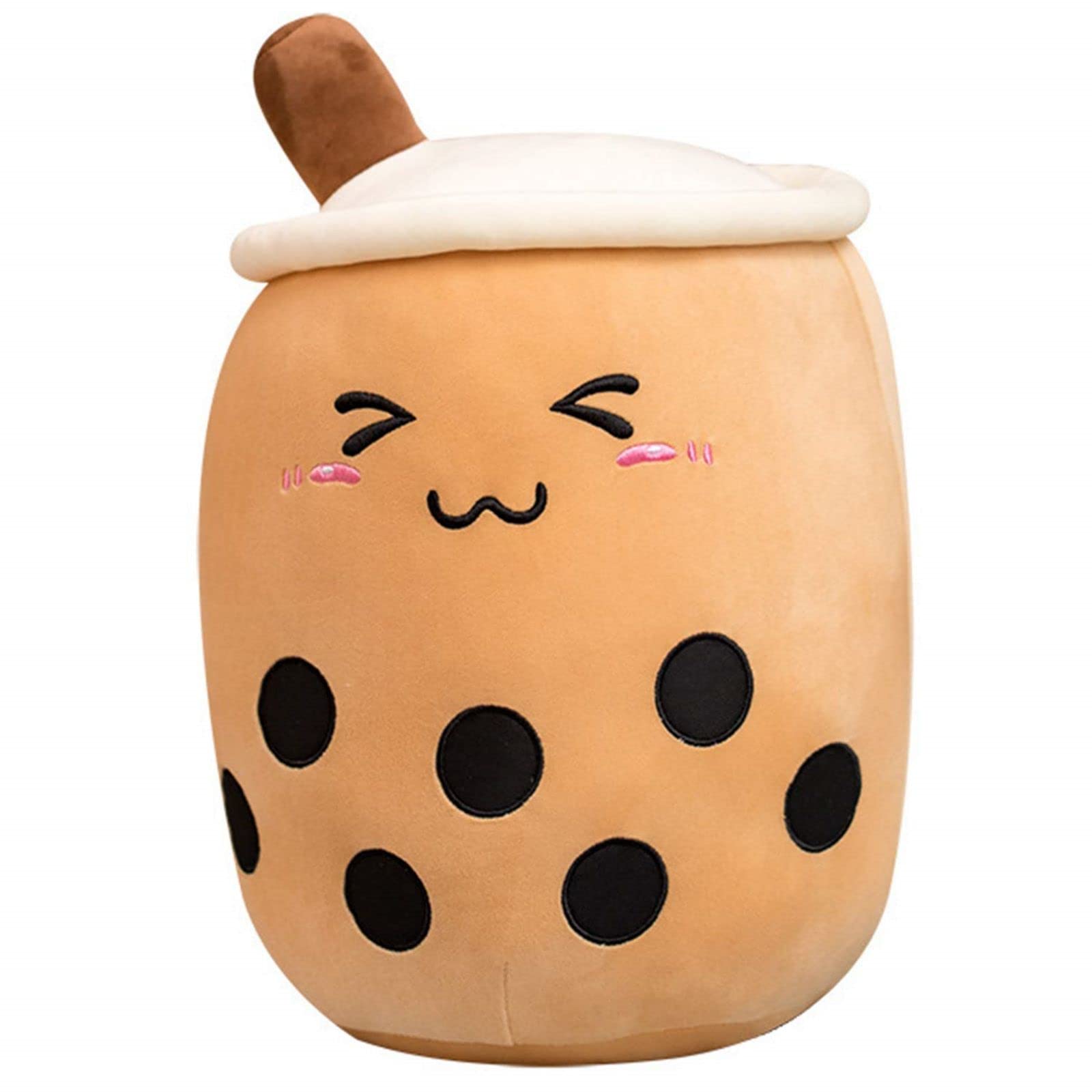 VHYHCY Cute Stuffed Boba Plush – Bubble Tea Cup Pillow, 9.4 Inch, Soft Kawaii Toy (Closed Eyes)