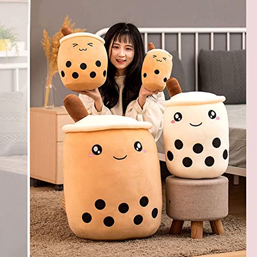 VHYHCY Cute Stuffed Boba Plush – Bubble Tea Cup Pillow, 9.4 Inch, Soft Kawaii Toy (Closed Eyes)