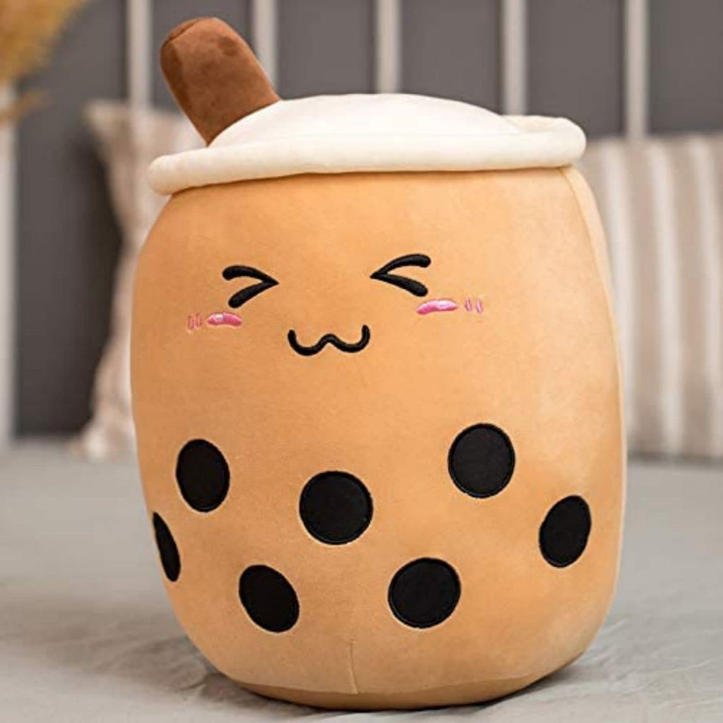 VHYHCY Cute Stuffed Boba Plush – Bubble Tea Cup Pillow, 9.4 Inch, Soft Kawaii Toy (Closed Eyes)