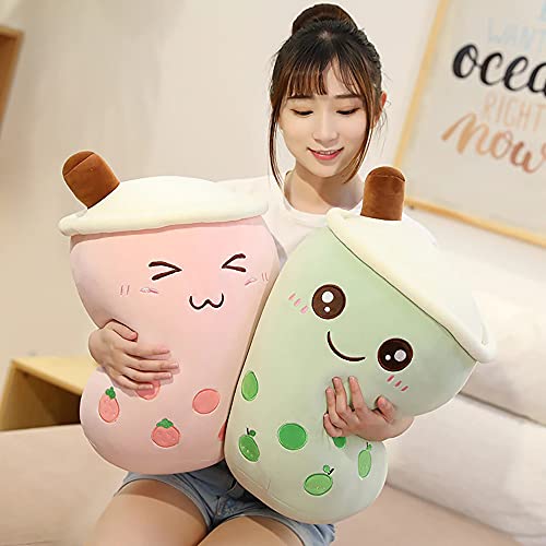 VHYHCY Cute Stuffed Boba Plush Bubble Tea Plushie Pillow Milk Cup Food Plush, Soft Kawaii Hugging Toys Gifts for Kids (Pink, 9.4 Inch)