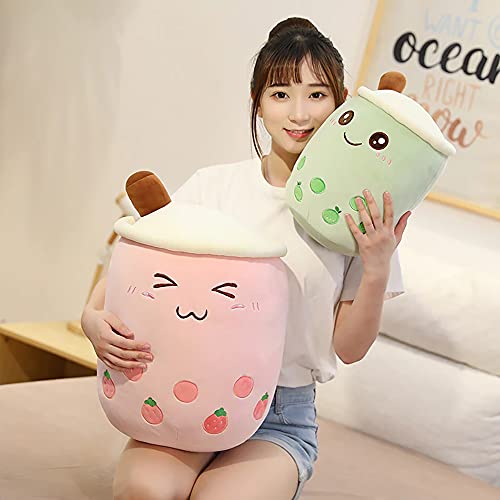 VHYHCY Cute Stuffed Boba Plush Bubble Tea Plushie Pillow Milk Cup Food Plush, Soft Kawaii Hugging Toys Gifts for Kids (Pink, 9.4 Inch)