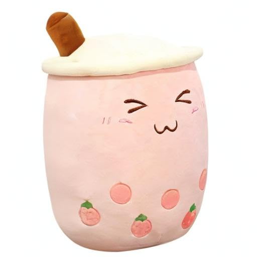 VHYHCY Cute Stuffed Boba Plush Bubble Tea Plushie Pillow Milk Cup Food Plush, Soft Kawaii Hugging Toys Gifts for Kids (Pink, 9.4 Inch)
