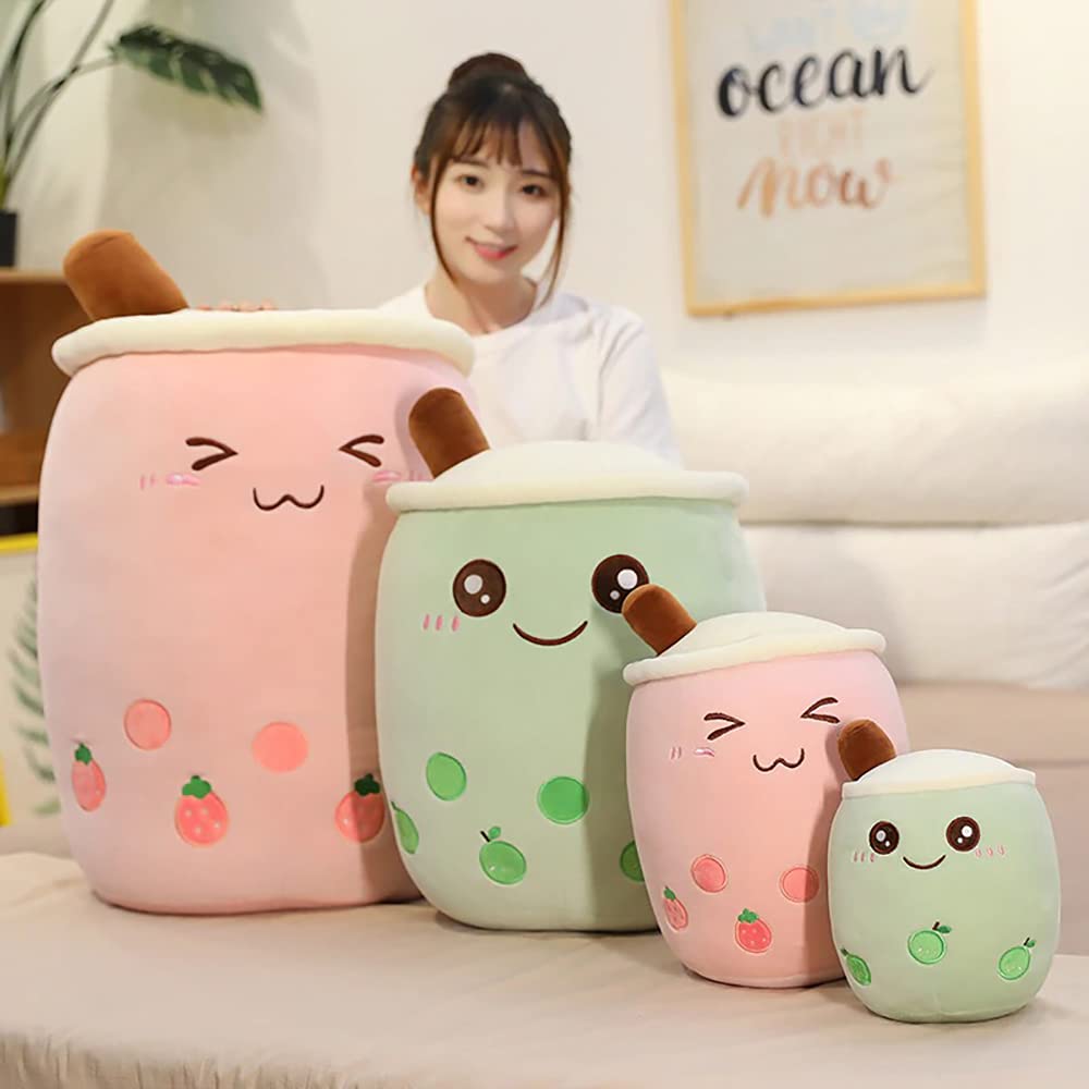 VHYHCY Green Boba Plush Pillow 9.4 Inch - Soft Kawaii Bubble Tea Plushie Toy Gift