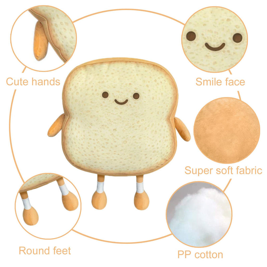 VHYHCY Toast Bread Pillow - Funny Food Plush Toy, Cute Stuffed Bread Pillow for Sofa, Golden