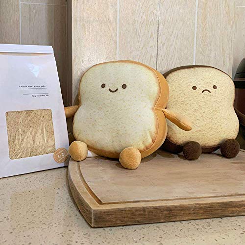 VHYHCY Toast Bread Pillow – Soft Cute Plush Toy with Happy Face (Brown)