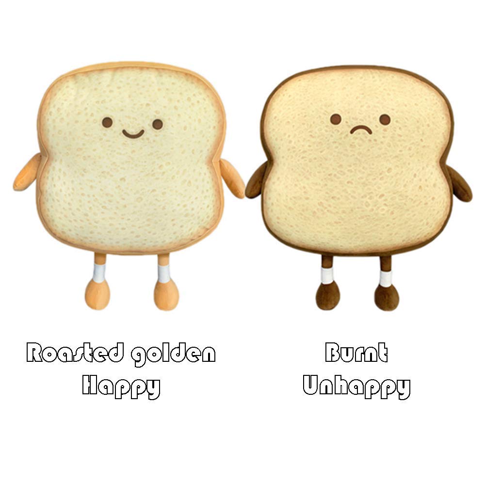 VHYHCY Toast Bread Pillow – Soft Cute Plush Toy with Happy Face (Brown)