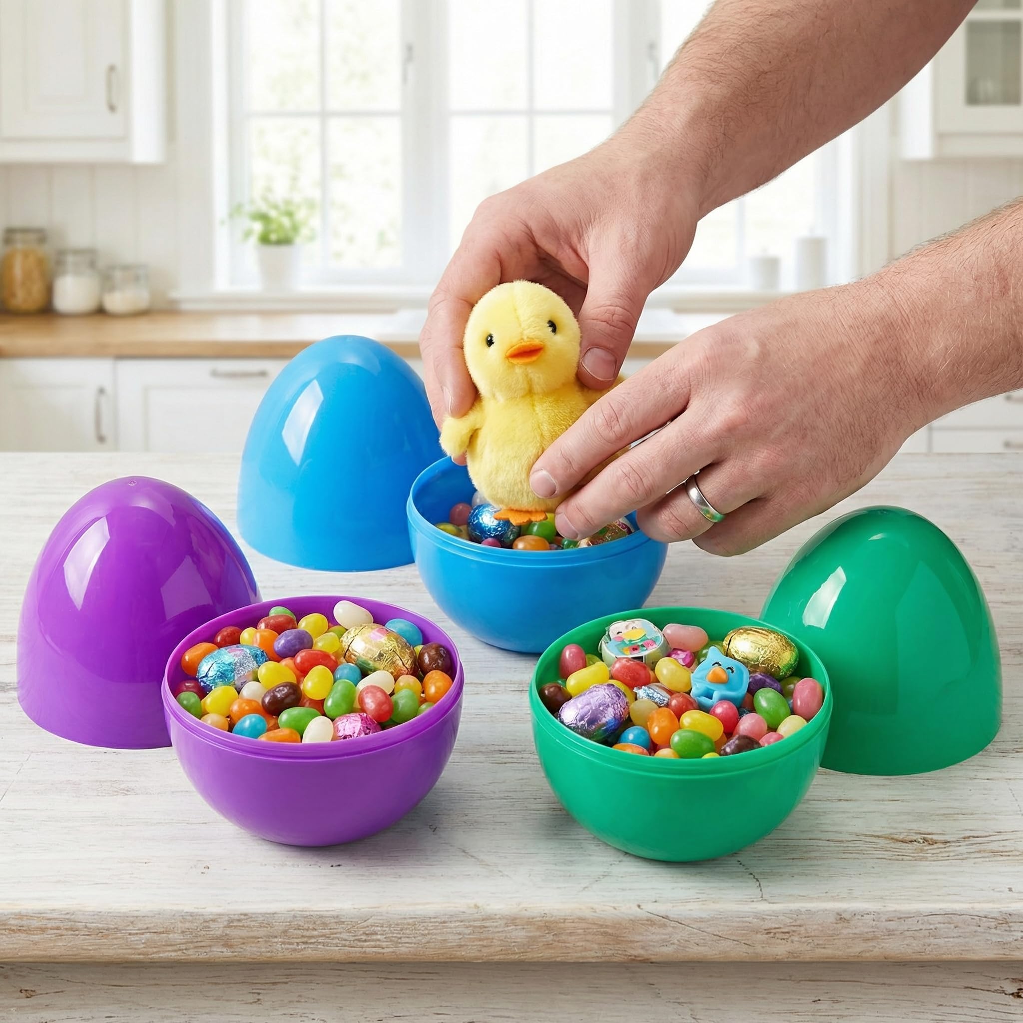 Viaecone 6-Pack Jumbo Easter Eggs – 6 Inch Large Fillable Plastic Eggs in 6 Bright Colors for Hunts, Baskets, and Party Favors