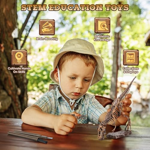 VIBIRIT Dig Up Dinosaurs Skeleton Set – Dinosaur Digging Fossil Kit for Kids 5-12, Excavation Toys with Random Surprise Model