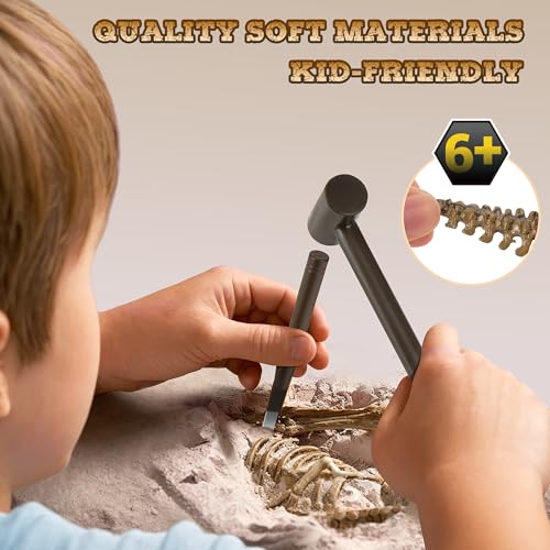 VIBIRIT Dig Up Dinosaurs Skeleton Set – Dinosaur Digging Fossil Kit for Kids 5-12, Excavation Toys with Random Surprise Model