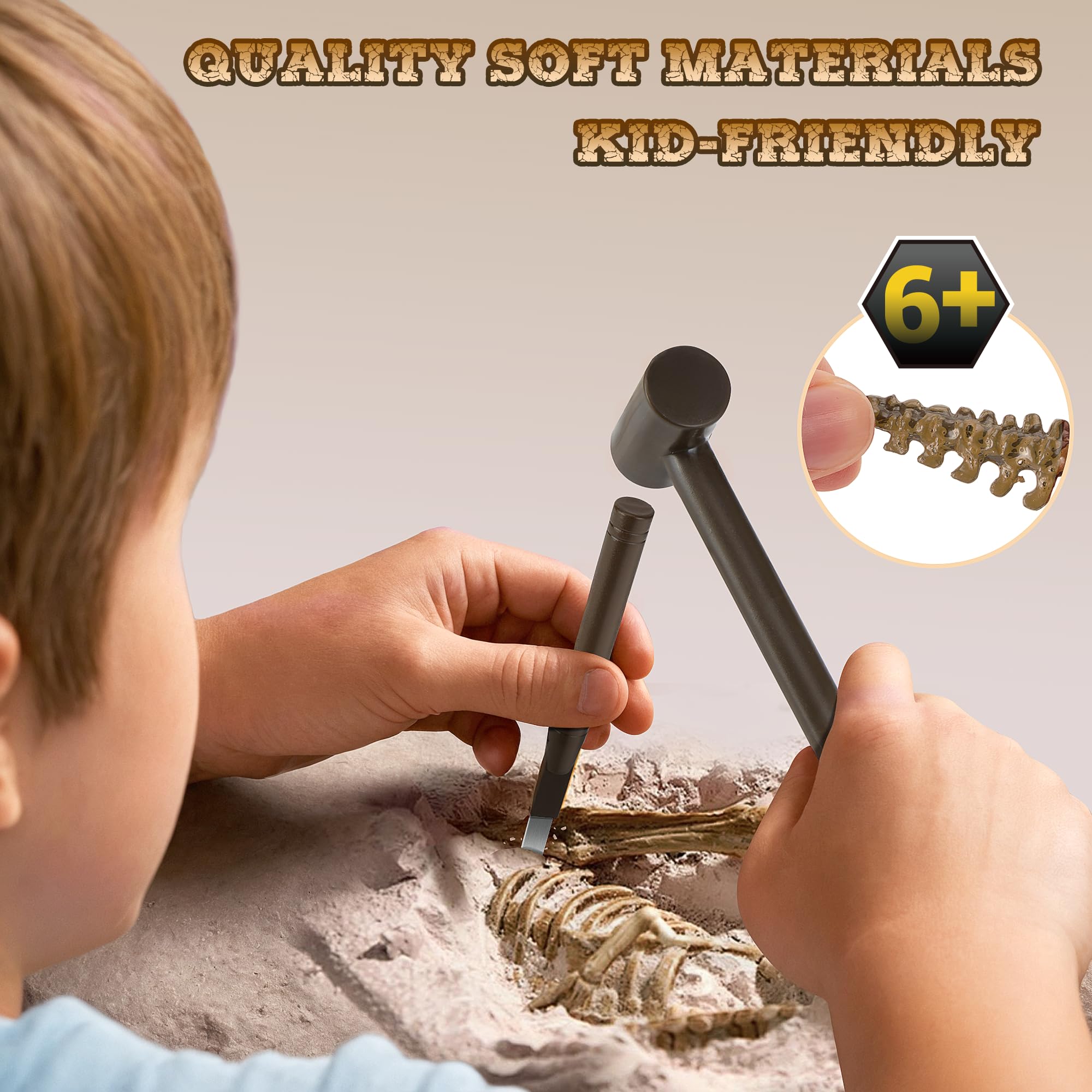 VIBIRIT Dig Up Dinosaurs Skeleton Set – Dinosaur Digging Fossil Kit for Kids 5-12, Excavation Toys with Random Surprise Model