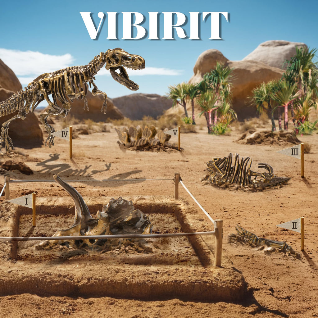 VIBIRIT Dig Up Dinosaurs Skeleton Set – Dinosaur Digging Fossil Kit for Kids 5-12, Excavation Toys with Random Surprise Model