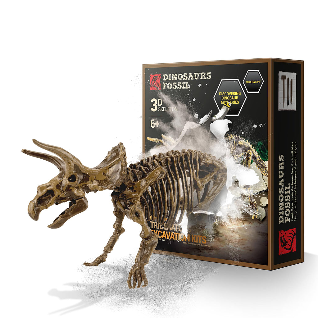 VIBIRIT Dinosaur Dig Kit with Triceratops Skeleton for Kids Ages 5-12