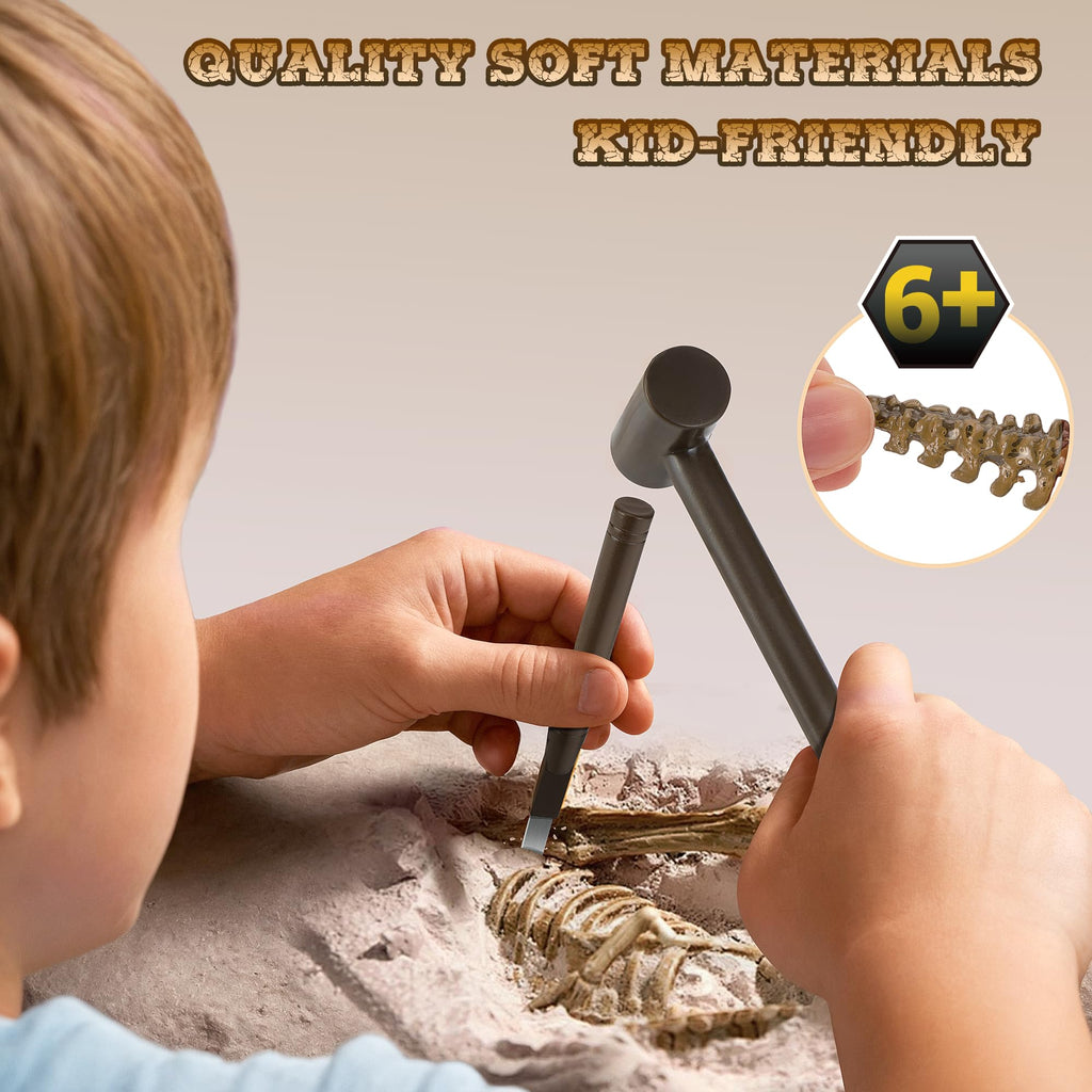 VIBIRIT Dinosaur Dig Kit with Triceratops Skeleton for Kids Ages 5-12