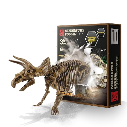 VIBIRIT Dinosaur Dig Kit with Triceratops Skeleton for Kids Ages 5-12