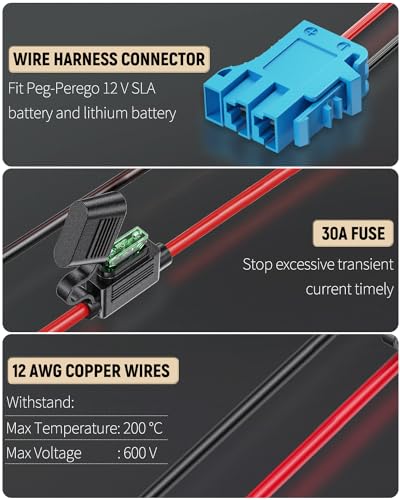 Vibit Power Wheel Adapter for Milwaukee M18 Battery – Peg-Perego 12V Ride-On Toy Conversion with Wire Harness and 30A Fuse
