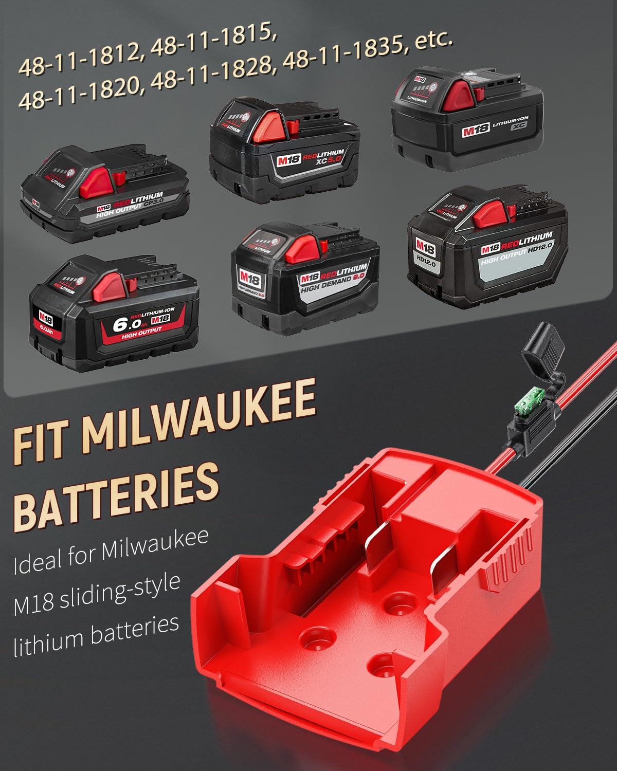 Vibit Power Wheel Adapter for Milwaukee M18 Battery – Peg-Perego 12V Ride-On Toy Conversion with Wire Harness and 30A Fuse