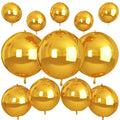 Vibzox 12 Pack Gold Foil Balloons - 22, 15, & 10 Inch 4D Metallic Round Party Balloons