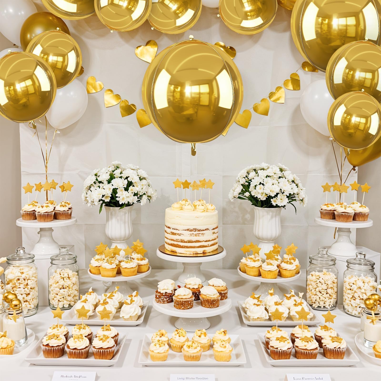 Vibzox 12 Pack Gold Foil Balloons - 22, 15, & 10 Inch 4D Metallic Round Party Balloons