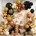 Vibzox Black Gold Cheetah Print Balloon Arch Kit with 4D Foil Leopard Balloons for Safari Jungle Party Decor