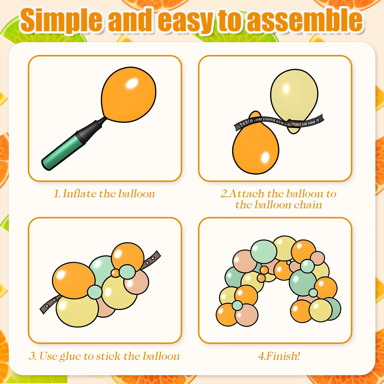 Vibzox Orange Yellow Balloon Garland Arch – Fruit Theme Baby Shower Decor Kit with 115 Balloons