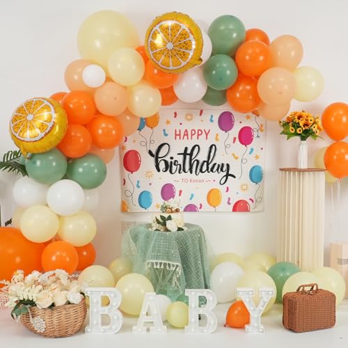 Vibzox Orange Yellow Balloon Garland Arch – Fruit Theme Baby Shower Decor Kit with 115 Balloons