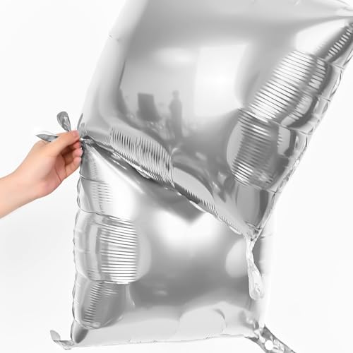 Vibzox Silver Square Foil Balloon Wall Kit – 25 Double-Sided 19-Inch Chrome Balloons for Arch, Tunnel, or Backdrop