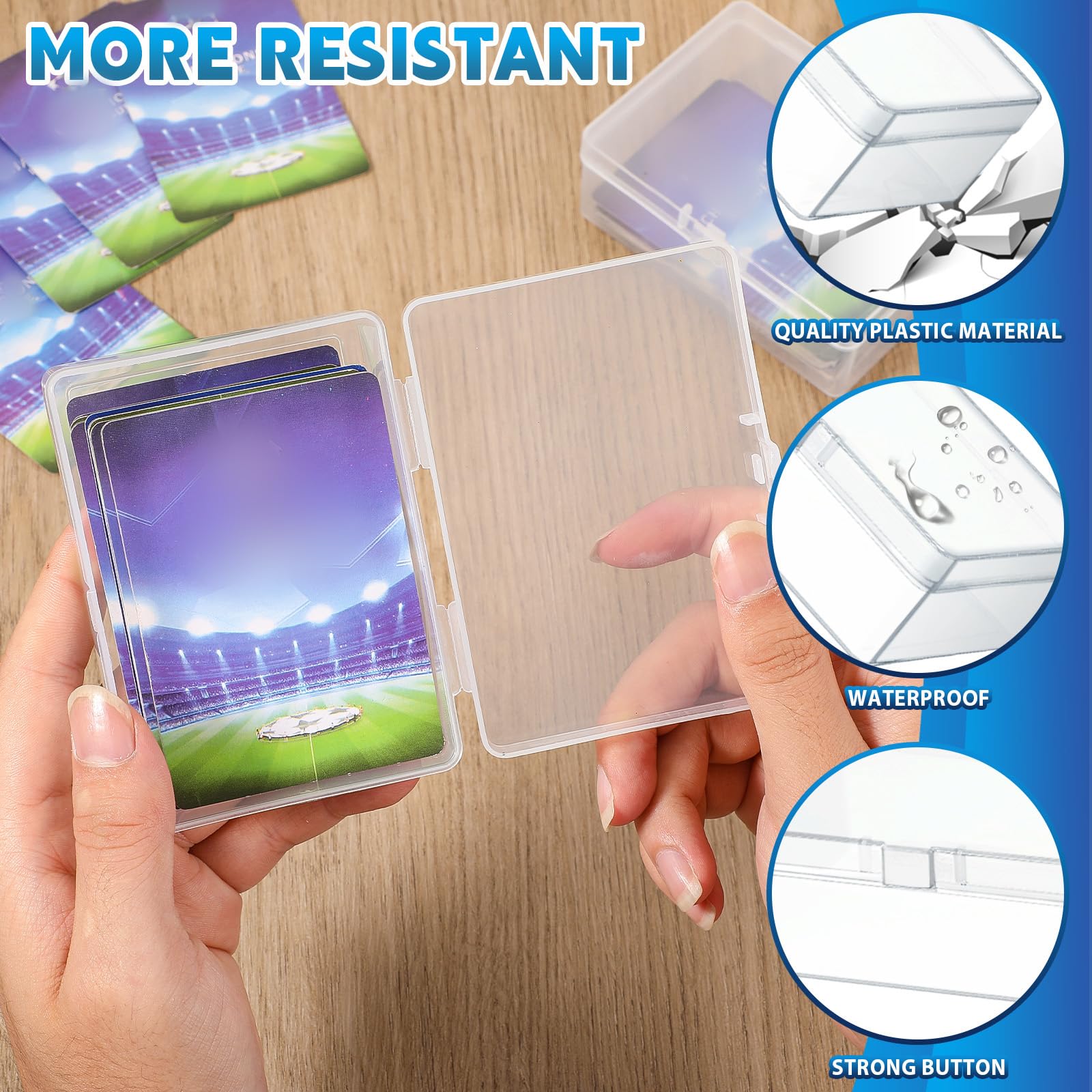 Vicenpal 6-Pack Clear Plastic Card Boxes – Trading Card Storage Cases with Snap Closure (4.05 x 2.91 x 1.35 Inches)