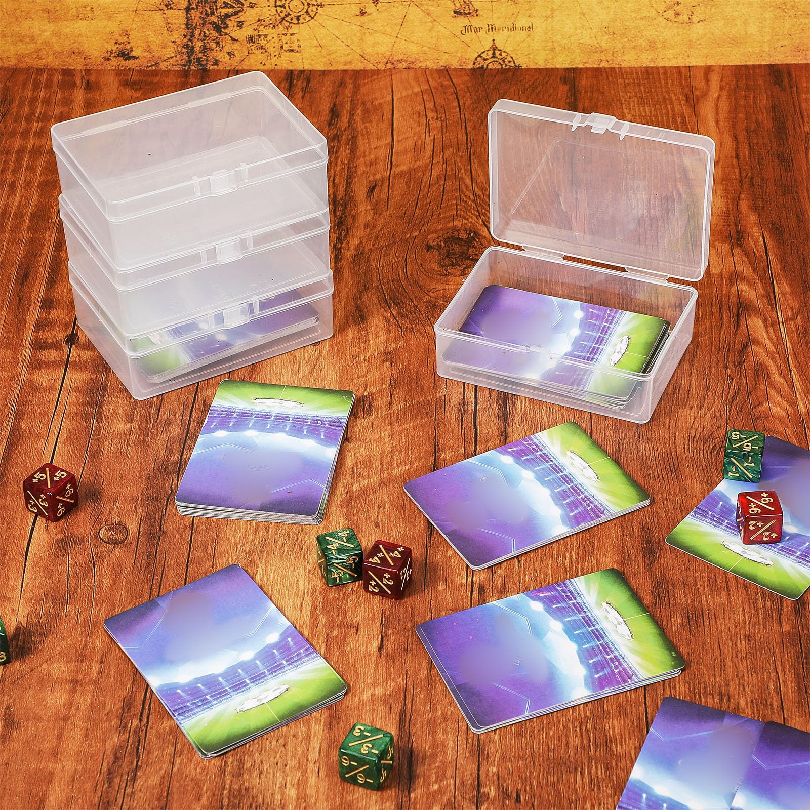 Vicenpal 6-Pack Clear Plastic Card Boxes – Trading Card Storage Cases with Snap Closure (4.05 x 2.91 x 1.35 Inches)