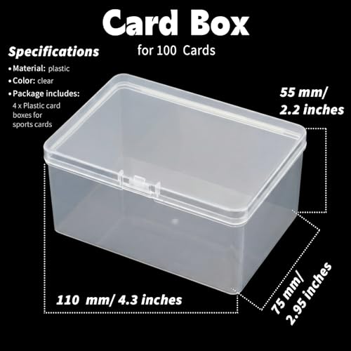 Vicenpal Clear Plastic Card Boxes (4 Pack) – Snaps Closed, Holds 100 Cards Each – MTG TCG Compatible