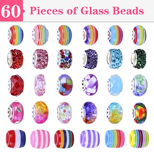 VICTLOV Charm Bracelet Making Kit - 126 Piece DIY Craft Set for Girls Ages 4-12 with Unicorn and Mermaid Beads