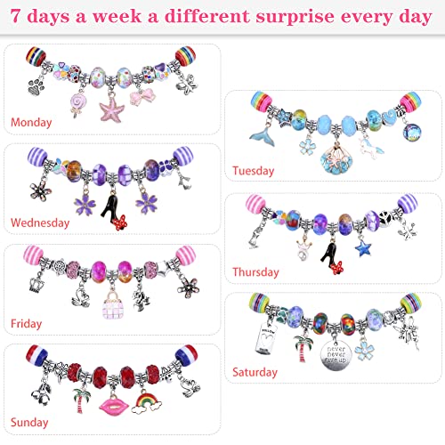 VICTLOV Charm Bracelet Making Kit - 126 Piece DIY Craft Set for Girls Ages 4-12 with Unicorn and Mermaid Beads