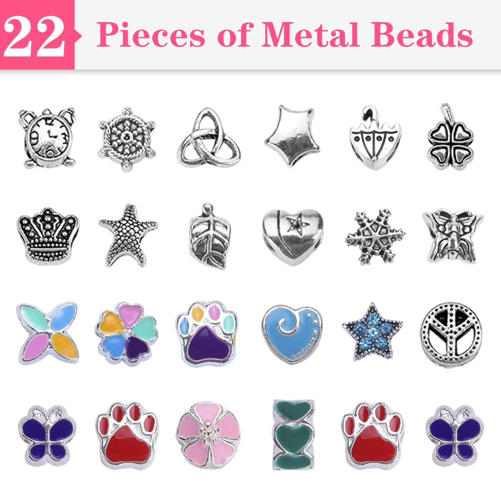 VICTLOV Charm Bracelet Making Kit - 126 Piece DIY Craft Set for Girls Ages 4-12 with Unicorn and Mermaid Beads