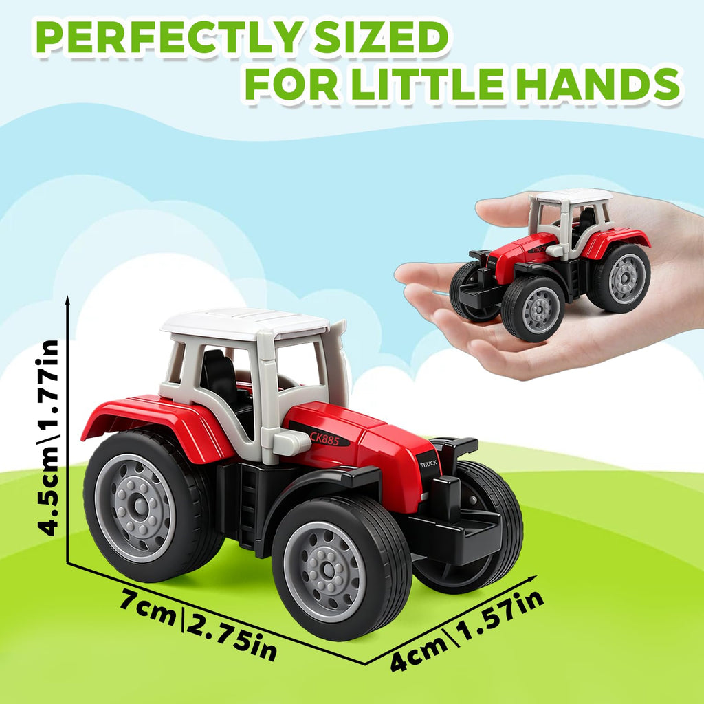 Victob 4 Pack Farm Tractor Toys for Toddlers 3-8, Die Cast Push Cars, Birthday Gift and Cake Toppers
