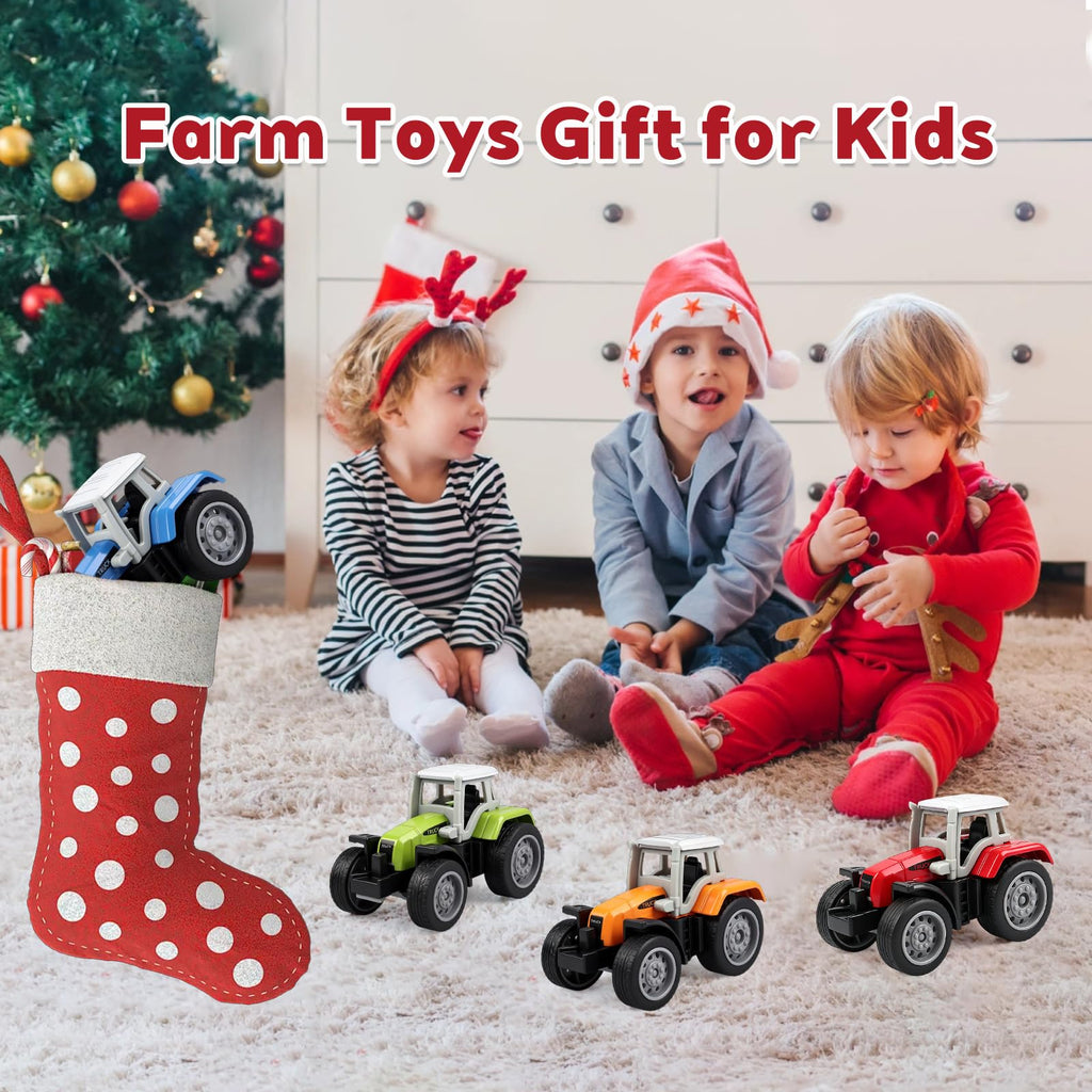 Victob 4 Pack Farm Tractor Toys for Toddlers 3-8, Die Cast Push Cars, Birthday Gift and Cake Toppers