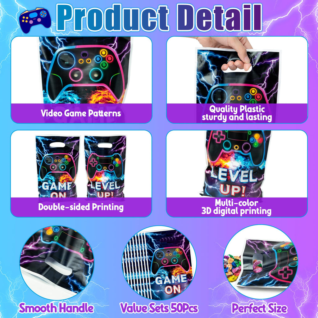 Video Game Party Favor Bags (50 Pack) – Gamer Themed Goody Bags for Birthday Parties