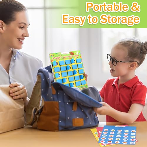 Vinlon Memory Matching Game – Flip to Win Board Game for Kids 3-8, Travel Toys for Road Trips and Airplane