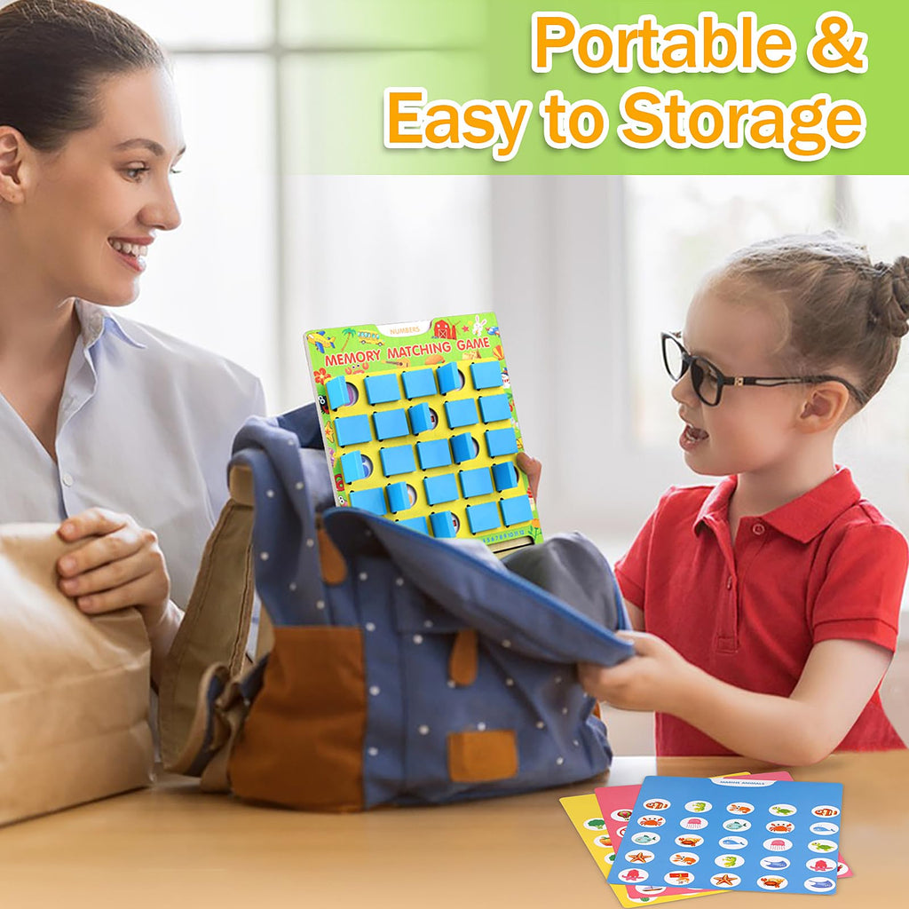 Vinlon Memory Matching Game – Flip to Win Board Game for Kids 3-8, Travel Toys for Road Trips and Airplane