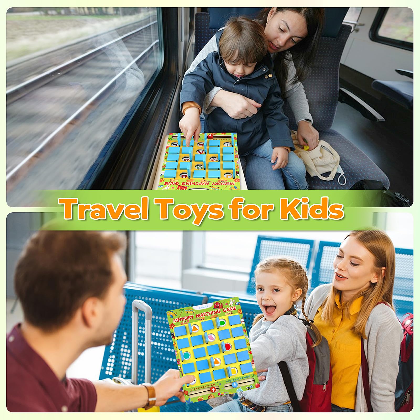 Vinlon Memory Matching Game – Flip to Win Board Game for Kids 3-8, Travel Toys for Road Trips and Airplane