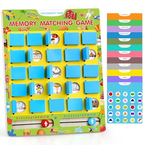 Vinlon Memory Matching Game – Flip to Win Board Game for Kids 3-8, Travel Toys for Road Trips and Airplane